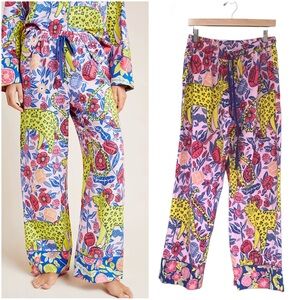 Anthropologie Agathe Singer Cheetah Flannel Sleep Pants Novelty Pajamas Small